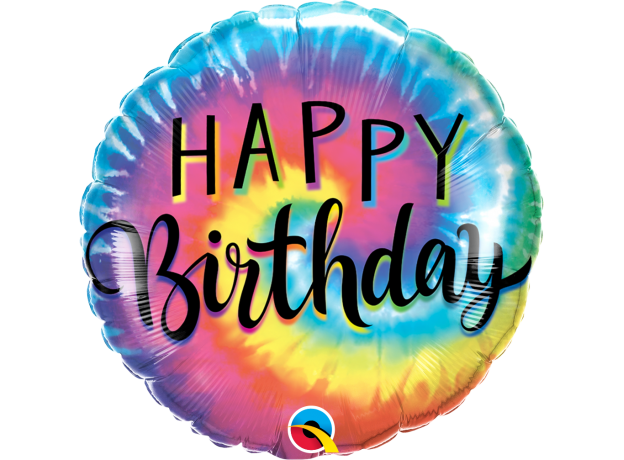 18" Foil Happy Birthday - Tie Dye Swirls