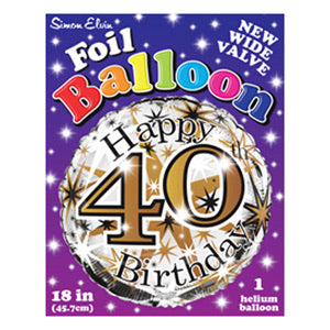 18" Foil Age 40 Balloon - Gold Celebrate - The Ultimate Balloon & Party Shop