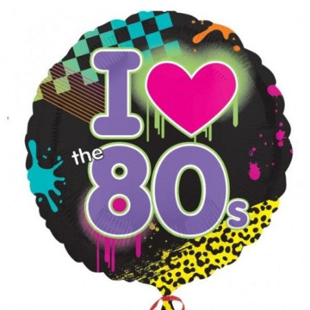 18" Foil I Love The 80’s Balloon