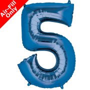 Mini Air Fill Number 5 Foil Balloon - Blue