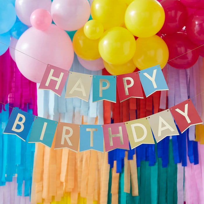 Happy Birthday Letter Flag Bunting - Multicoloured