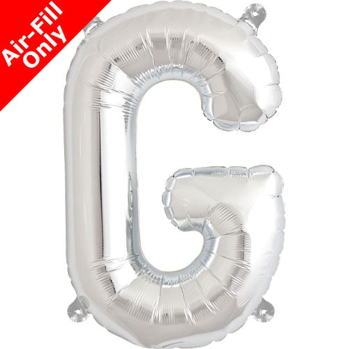Mini Air Fill  Letter 'G' Foil Balloon - Silver - The Ultimate Balloon & Party Shop