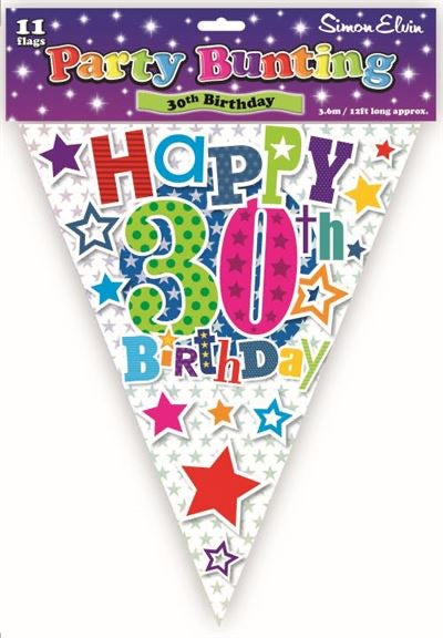 Age 30 Bunting - Bright - The Ultimate Balloon & Party Shop