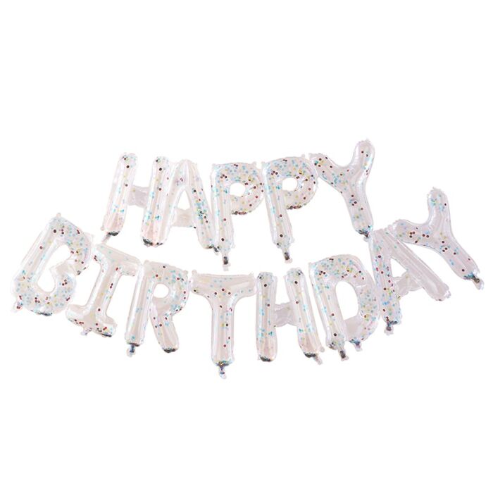 Happy Birthday Balloon Banner Multicoloured Confetti