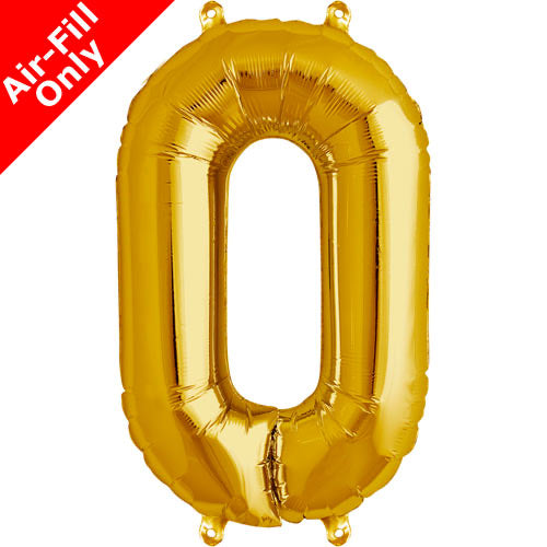 Mini Air Fill Number 0 Foil Balloon Gold - The Ultimate Balloon & Party Shop