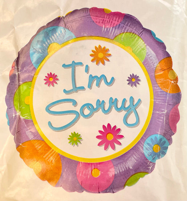 18" Foil Leaving Balloon - I’m Sorry (flowers)