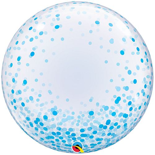 Deco Bubble Clear Balloon -  Blue Confetti