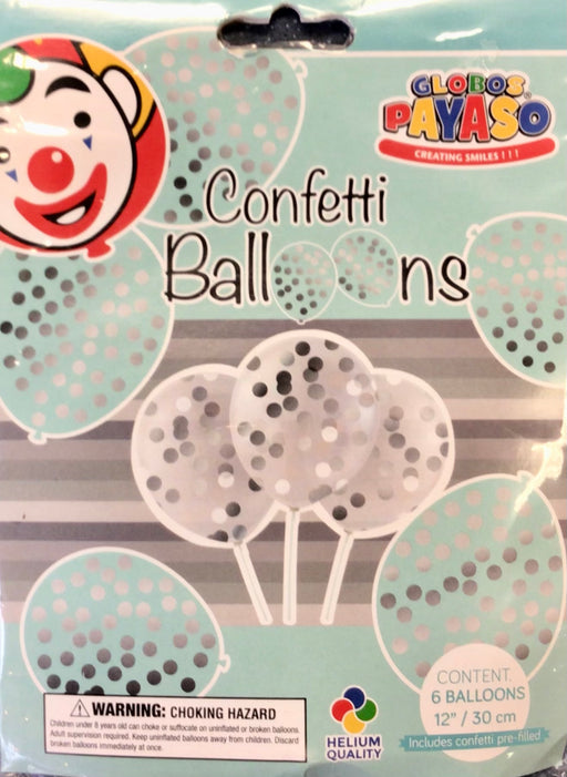 Confetti Filled Balloons - Metallic Silver