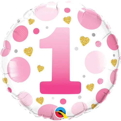 18" Foil Age 1 Birthday Balloon - Pink Stars