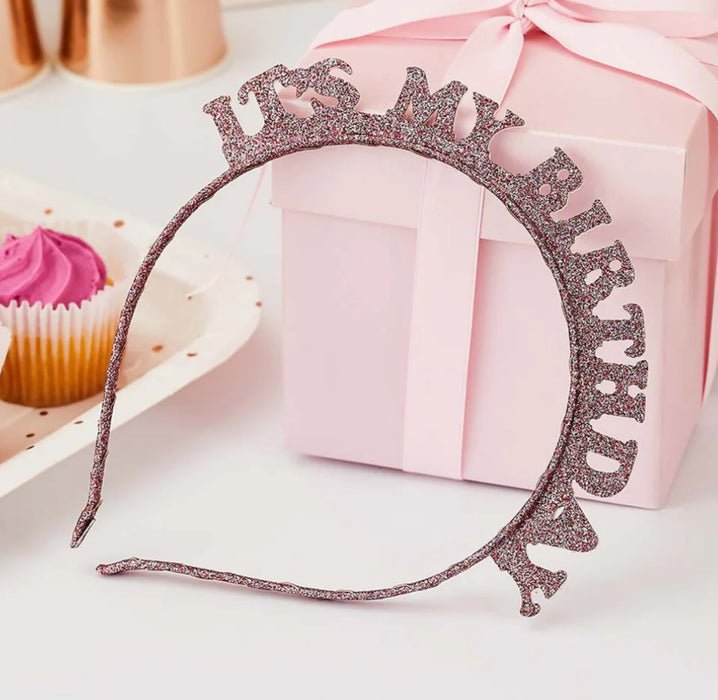 Glitter Birthday Headband - Rose Gold