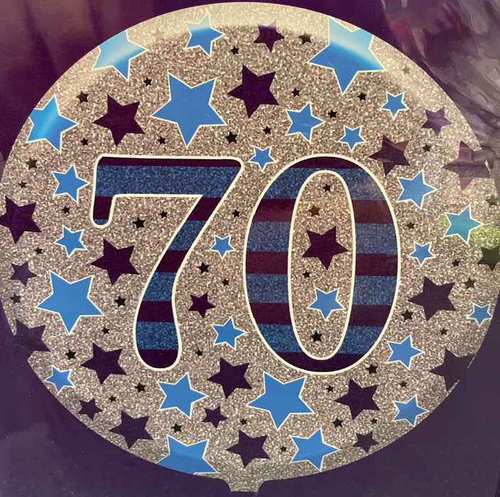 18" Foil Age 70 Birthday Balloon - Blue & Silver stars