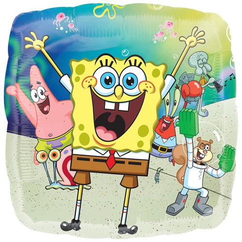 18" Foil SpongeBob Printed Square Balloon - The Ultimate Balloon & Party Shop