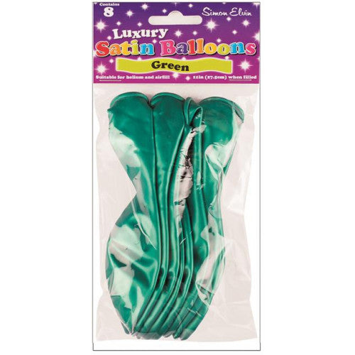 Latex Plain Balloons - Green (8pk)