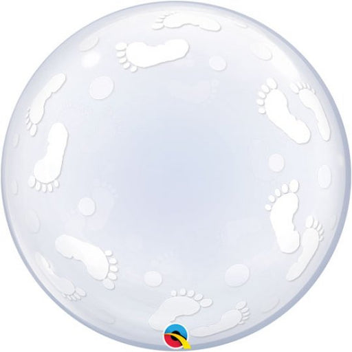 24” Deco Bubble Clear Balloon  - Baby Footprints