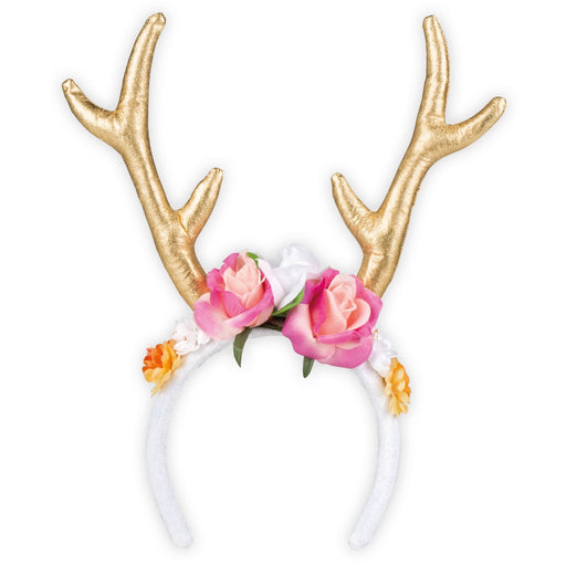 Flower Gold/White Antler Headband - The Ultimate Balloon & Party Shop