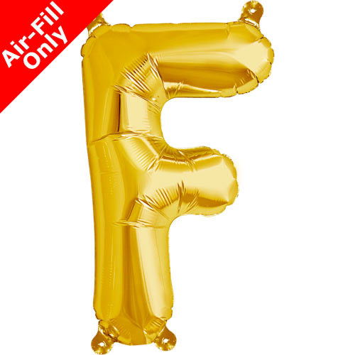 Mini Air Fill  Letter 'F' Foil Balloon - Gold - The Ultimate Balloon & Party Shop