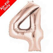 Mini Air Fill Number 4 Foil Balloon - Rose Gold
