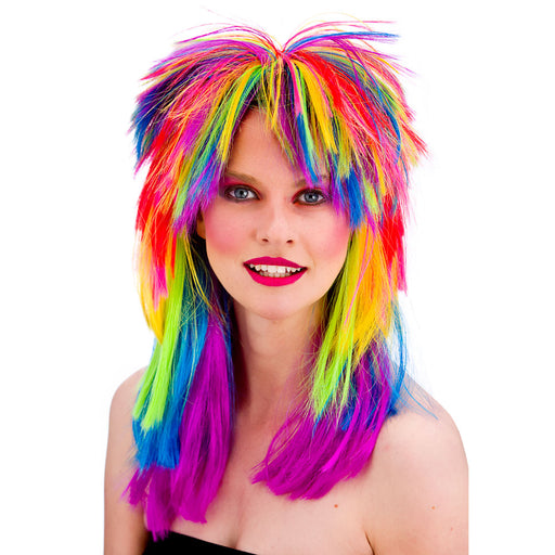 80's Spikey Rocker Wig - Rainbow