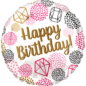 18" Foil Happy Birthday - Birthday Gems - The Ultimate Balloon & Party Shop
