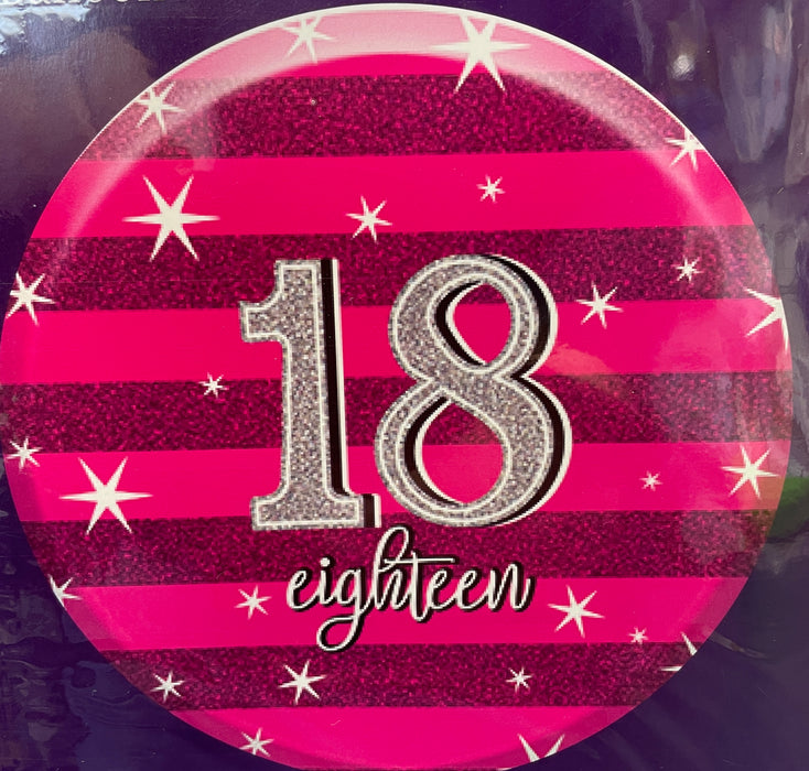 18" Foil Age 18 Balloon - Pink Sparkle stripes