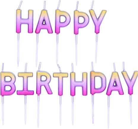 Happy Birthday Individual Letter Candles - pink gold