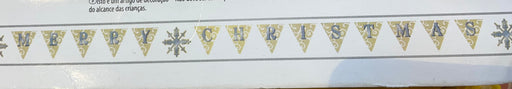 Merry Christmas Letter Banner gold snowflakes