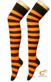 Over The Knee Socks - Black & Orange