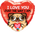 Pug Heart Shaped Valentines Foil Balloon