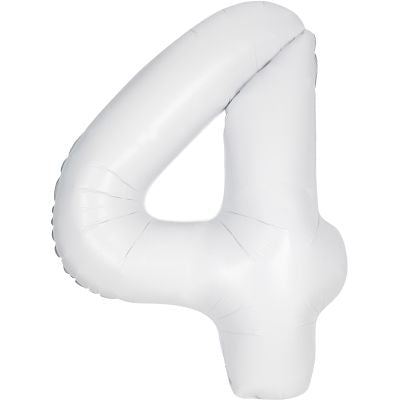 Number 4 Foil Balloon White