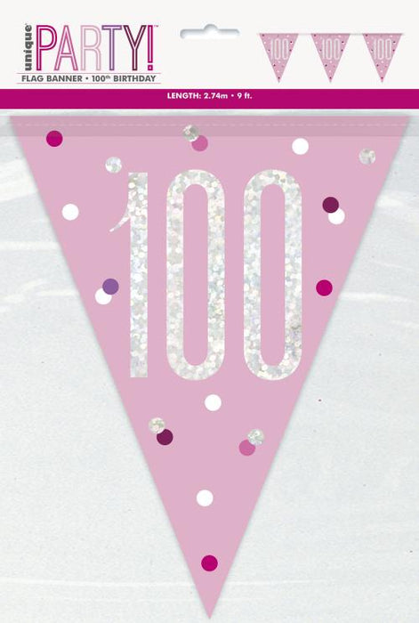 Age 100 Bunting - Pink