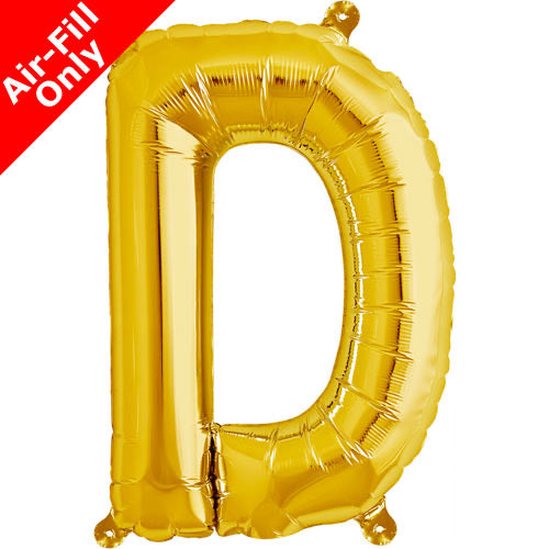 Mini Air Fill  Letter 'D' Foil Balloon - Gold - The Ultimate Balloon & Party Shop