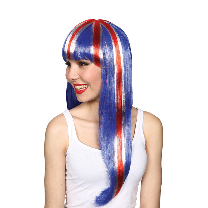 Union Jack Long Fringed Wig