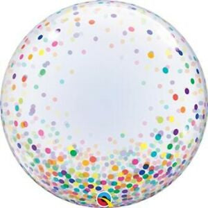 Deco Bubble Clear Balloon -  Rainbow Confetti
