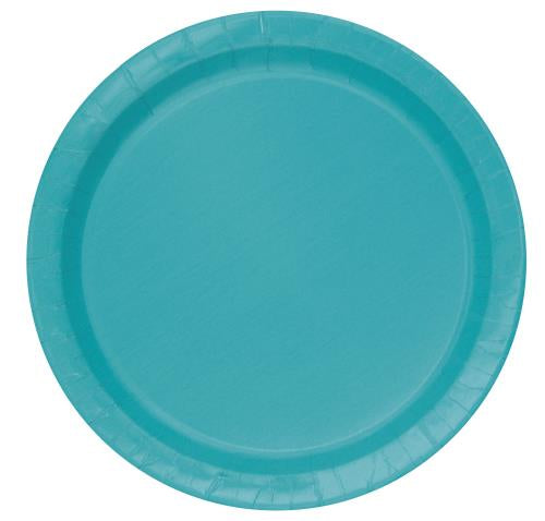 Round Paper Plates - Caribbean Teal