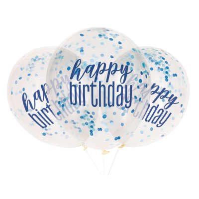 Happy Birthday Confetti Balloons - Blue