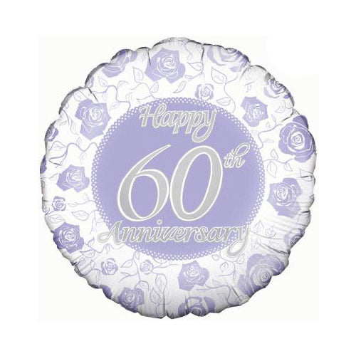 60th Diamond Wedding Anniversary Balloon - Lilac/Silver - The Ultimate Balloon & Party Shop