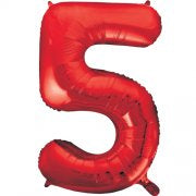 Number 5 Foil Balloon Red.