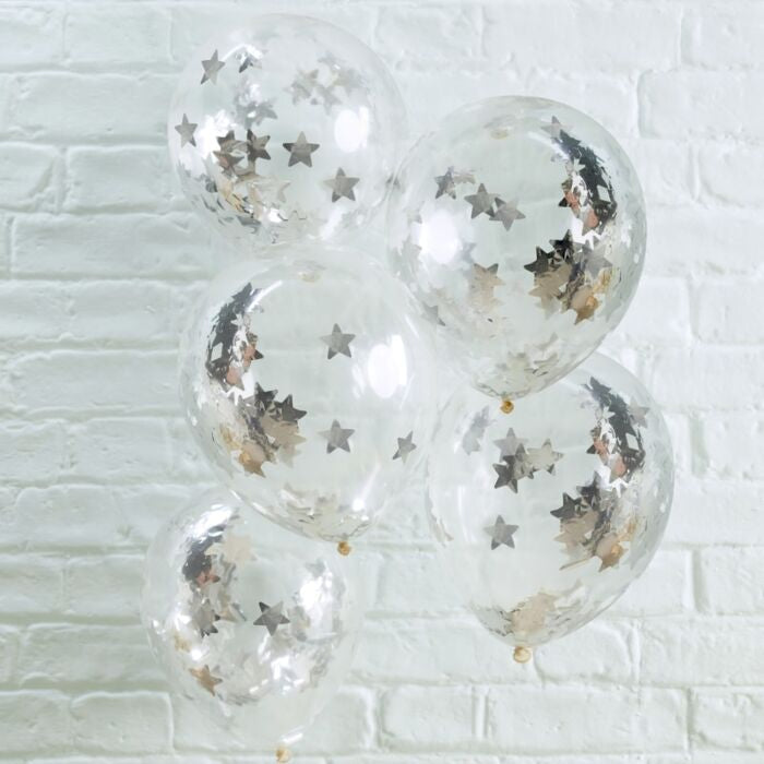 Star Confetti Balloons - Silver