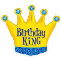 Large Birthday king Gold Crown Supershape Balloon