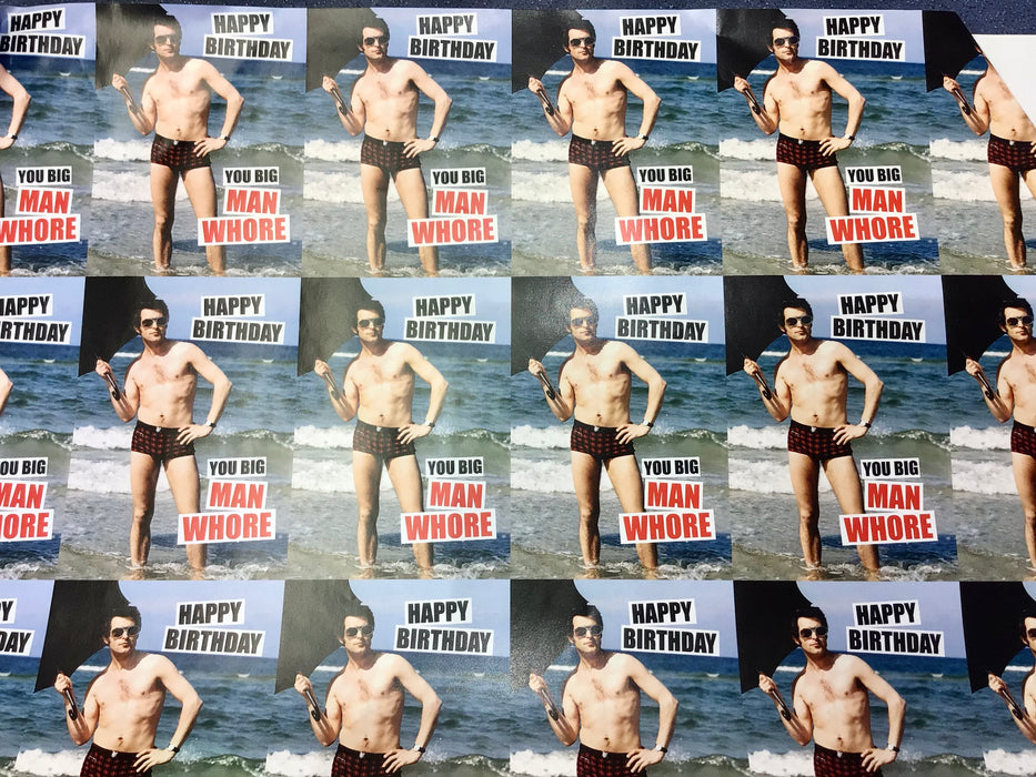 Birthday Gift Wrap - Happy Birthday Man Wh*re - The Ultimate Balloon & Party Shop