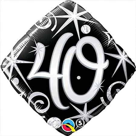 18" Foil Age 40 Balloon - Black/White Diamond - The Ultimate Balloon & Party Shop