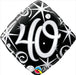 18" Foil Age 40 Balloon - Black/White Diamond - The Ultimate Balloon & Party Shop