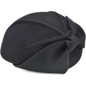 Womens Wool Felt Vintage Cloche Hat - Black