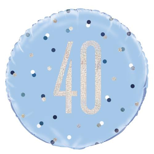 18" Foil Age 40 Balloon - Blue