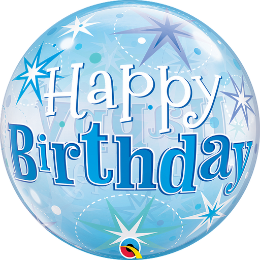 Qualatex Happy Birthday Bubble Balloon -  Blue - The Ultimate Balloon & Party Shop