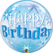 Qualatex Happy Birthday Bubble Balloon -  Blue - The Ultimate Balloon & Party Shop