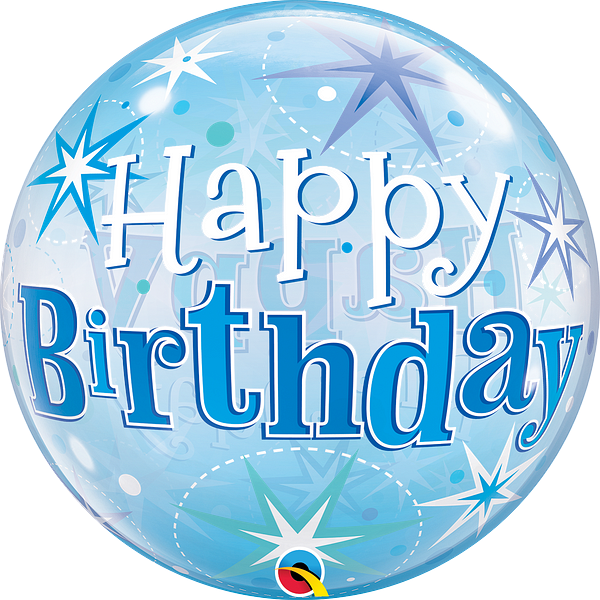 Qualatex Happy Birthday Bubble Balloon -  Blue - The Ultimate Balloon & Party Shop