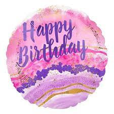 18" Foil Happy Birthday - Pink Purple waves