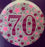 18" Foil Age 70 pink stars Balloon