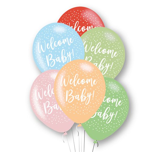 Welcome Baby Printed Balloons 6 Pack